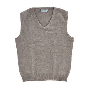 J.J. Cochran Sweater Vest Men's Size XL Tall Tan Sleeveless Vintage Wool V-Neck